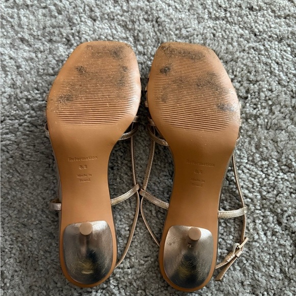 Reformation Elsie Metallic Leather Slingback Sandals - Gold - Picture 7 of 10